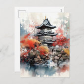 水彩日本の背景 シーズンポストカード (正面/裏面)