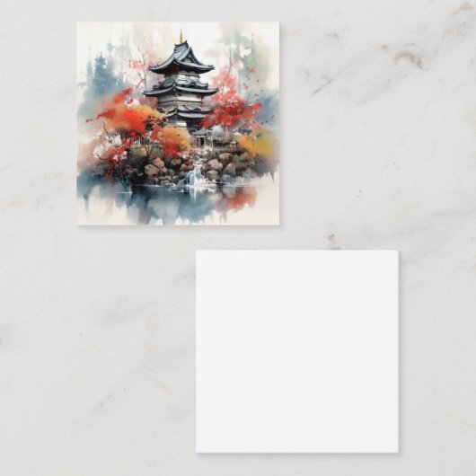 水彩日本の背景 スクエア名刺 (正面/裏面)