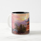 水彩日本の背景 ツートーンマグカップ (正面左)