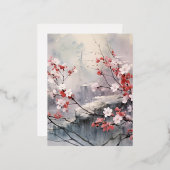 水彩日本の背景 箔シーズンポストカード (正面/裏面)