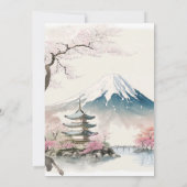 水彩日本富士山と五重塔の美しい結婚式 招待状 (裏面)
