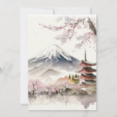 水彩日本富士山と五重塔の美しい結婚式 招待状 (裏面)