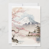 水彩日本富士山と五重塔の美しい結婚式 招待状 (裏面)