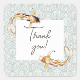 水彩日本錦鯉魚感謝貼紙 スクエアシール