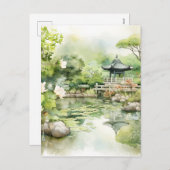 水彩日本風景背景 シーズンポストカード (正面/裏面)