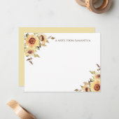 水彩日素朴の花モノグラム ノートカード (正面/裏面インサイチュ)