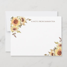 水彩日素朴の花モノグラム ノートカード