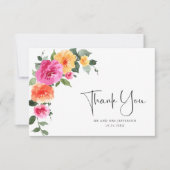 水彩明るいピンクのリーチフラワーフローラ結婚ズ サンキューカード (正面)