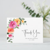 水彩明るいピンクのリーチフラワーフローラ結婚ズ サンキューカード (スタンド正面)