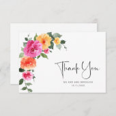 水彩明るいピンクのリーチフラワーフローラ結婚ズ サンキューカード (正面/裏面)