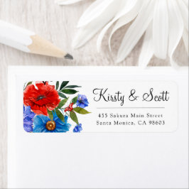 水彩明るい夏の花結婚の住所 ラベル