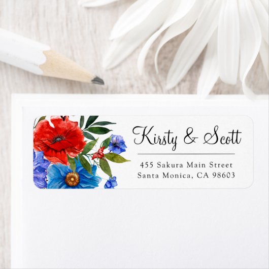 水彩明るい夏の花結婚の住所 ラベル (インサイチュ)