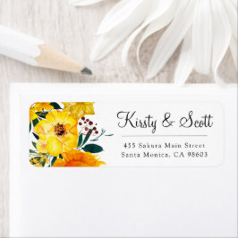 水彩明るい夏の花結婚の住所 ラベル