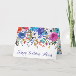 水彩明るい夏の花誕生日 カード