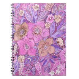 水彩明るい手描き花フローラピンクb ノートブック