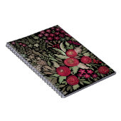 水彩明るい手描き花フローラ黒 ノートブック (右側)