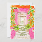 水彩明るい色の目的地の結婚式 招待状 (正面)