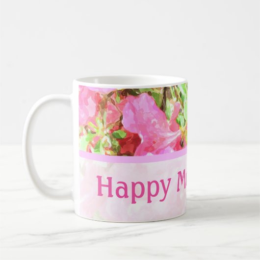 水彩明るい赤紫色アジサスメッセージコーヒーマグ コーヒーマグカップ (左)