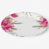 水彩明るい赤紫色グリーンフローラ卒業パーティー ペーパープレート (アングル)