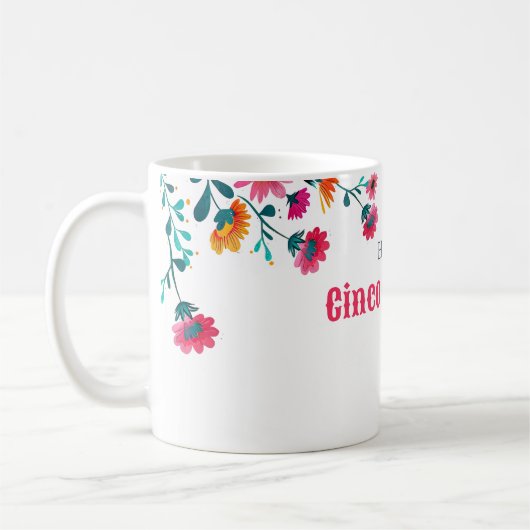 水彩明るい赤紫色フローラエレガントシンコデマヨ コーヒーマグカップ (左)