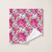 水彩明るい赤紫色開花 バスタオルセット (ウォッシュタオル)