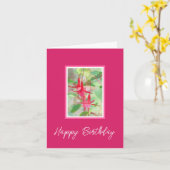 水彩明るい赤紫色 カード (黄色い花)