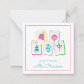 水彩明るい麻雀タイル囲い ノートカード (正面)