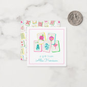 水彩明るい麻雀タイル囲い ノートカード (正面/裏面インサイチュ)