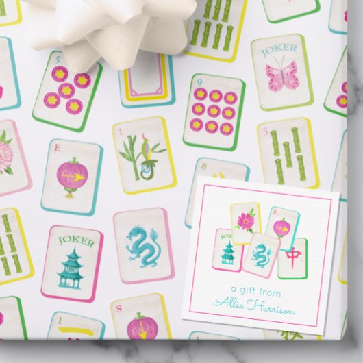 水彩明るい麻雀タイル囲い ノートカード