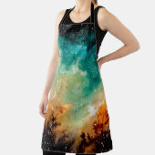 水彩明るい黄色星雲、星とダークスク エプロン (インサイチュ)