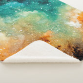 水彩明るい黄色星雲、星とダークスク シェルパブランケット (3/4)