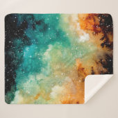 水彩明るい黄色星雲、星とダークスク シェルパブランケット (正面(横))