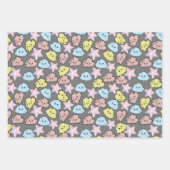 水彩星と雲のパターン ラッピングペーパーシート (正面3)