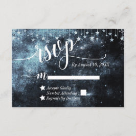 水彩星月夜の天上結婚式RSVP 出欠カード