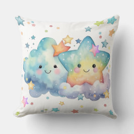 水彩星月夜の雲 クッション