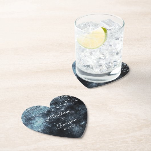 水彩星月夜シナ結婚ルのモノグラム ペーパーコースター (インサイチュ)