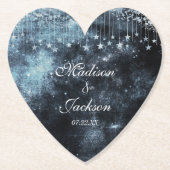 水彩星月夜シナ結婚ルのモノグラム ペーパーコースター (正面)