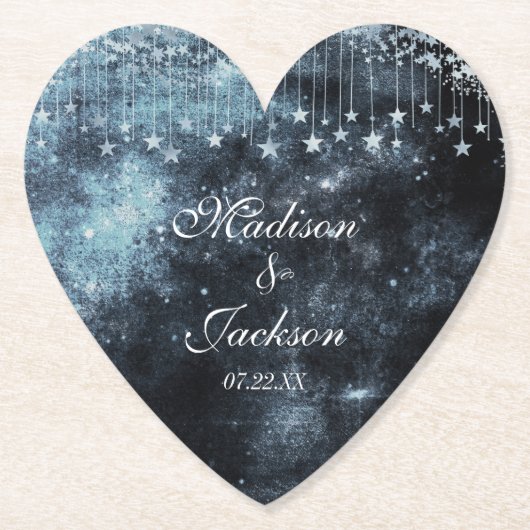 水彩星月夜シナ結婚ルのモノグラム ペーパーコースター (正面)