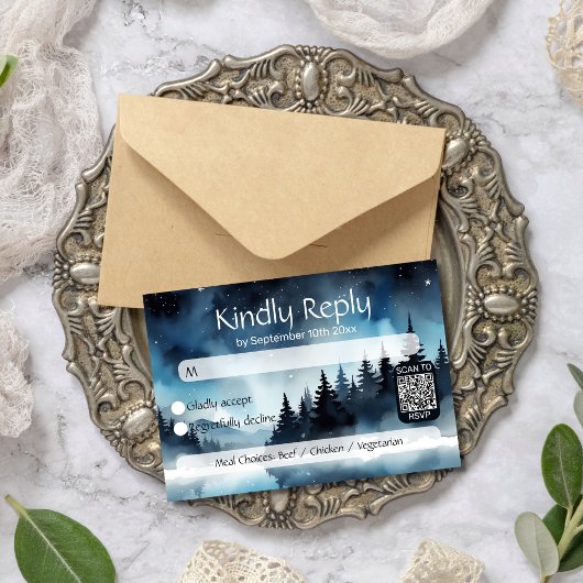 水彩星月夜シナ結婚ルのQRコード 出欠カード