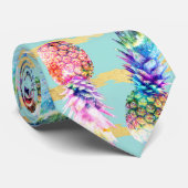 水彩星雲パイナップル金ゴールドストライプデザイン ネクタイ (ロール)