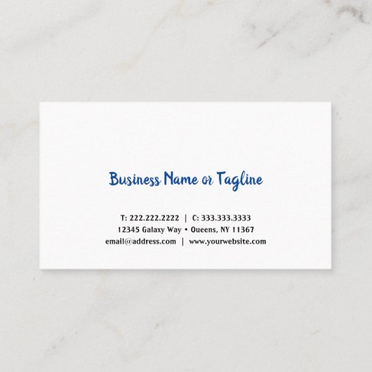 水彩星雲ブルーと紫の銀河系テンプレート 名刺 (裏面)