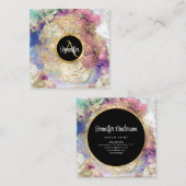 水彩星雲金ゴールドモダンモノグラムの スクエア名刺 (正面/裏面)