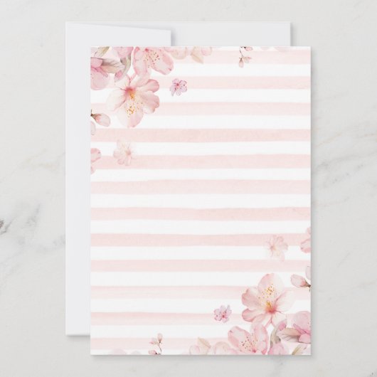 水彩春さくらんぼ花咲き赤ちゃんシャワー 招待状 (裏面)