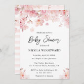 水彩春さくらんぼ花咲き赤ちゃんシャワー 招待状 (正面/裏面)