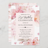 水彩春さくらんぼ花21歳の誕生日 招待状 (正面/裏面)