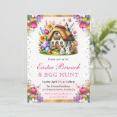 水彩春のウサギの家 イースター ブランシュ 招待状 (スタンド正面)
