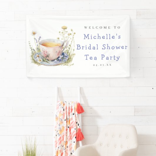 水彩春のブライダルシャワー・ティーパーティー・ウェルカム 横断幕 (インサイチュ)