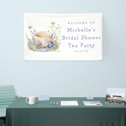 水彩春のブライダルシャワー・ティーパーティー・ウェルカム 横断幕 (トレードショー)