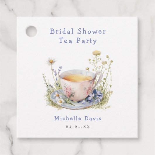 水彩春のブライダルシャワー・ティーパーティー フェイバータグ (正面)