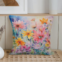 水彩春の抽象的な野の花の爆発